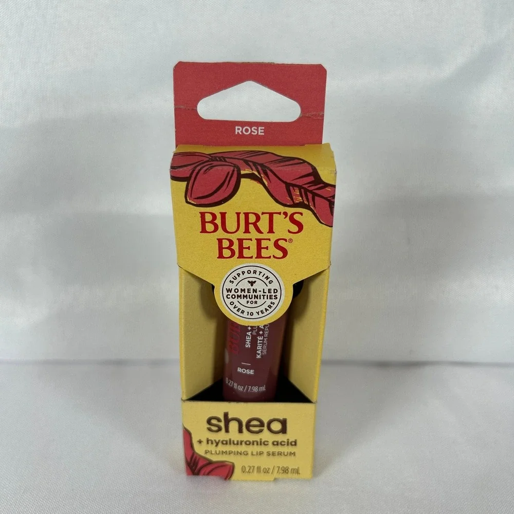 Burt's Bees Shea + Hyaluronic Acid Plumping Lip Serum Rose Red Dahlia 4 Pack